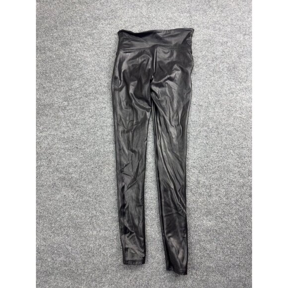 Spanx Faux Leather Leggings Women's Small Black Pull On Mid Rise Skinny - Picture 8 of 9